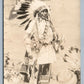 AMERICAN INDIAN CHIEF in PARADE DRESS ANTIQUE REAL PHOTO POSTCARD RPPC