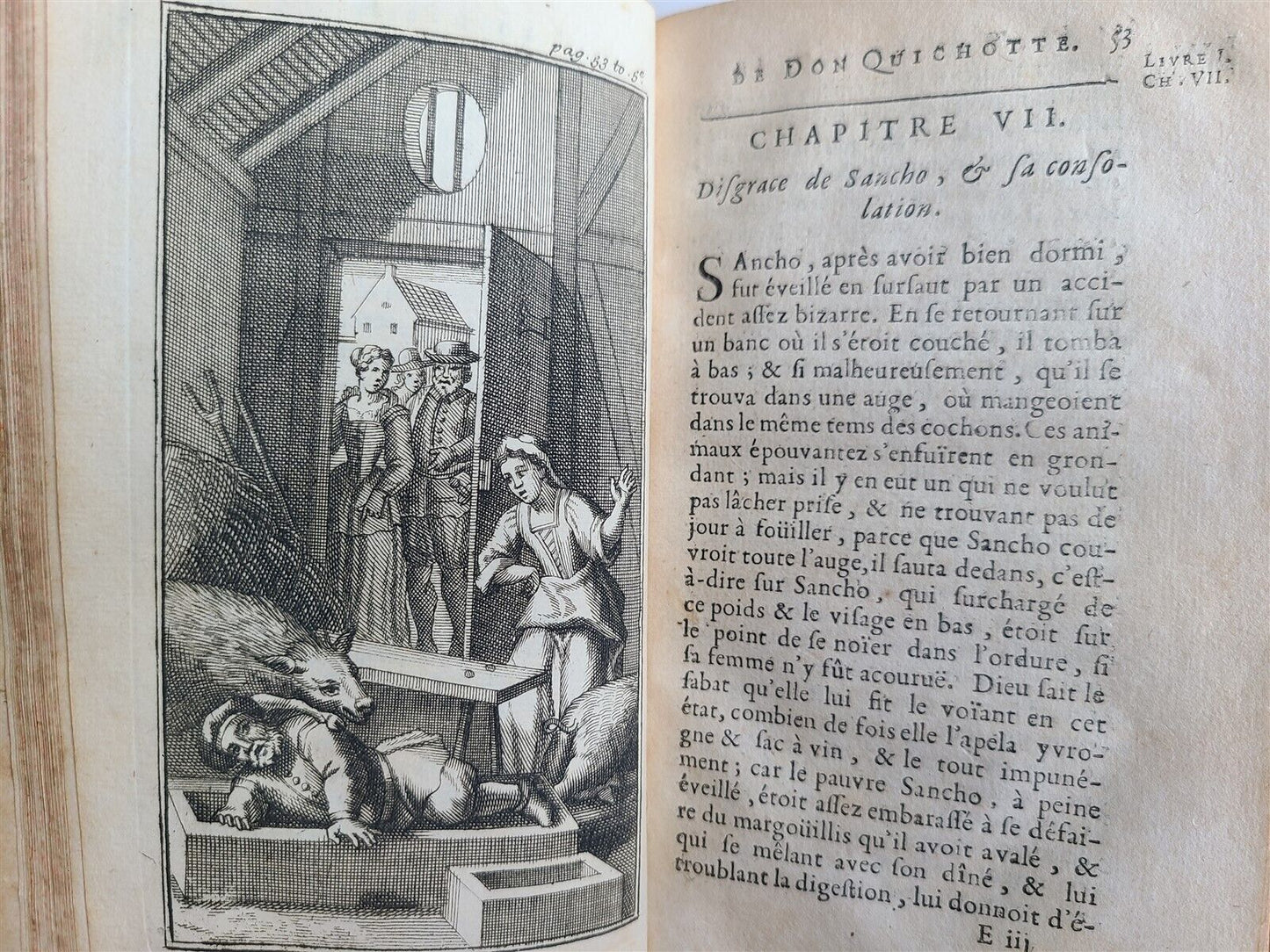 1713 DON QUICHOTTE DE LA MANCHE by CERVANTES 6 VOLUMES antique ILLUSTRATED