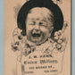 NEWARK NJ J.W.HAWN CUSTOM MILLINERY ADVERTISING ANTIQUE TRADE CARD