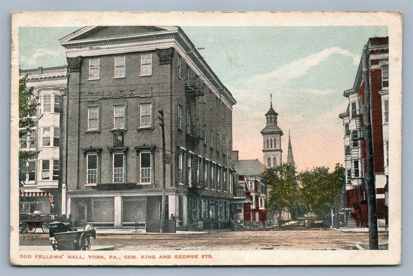YORK PA ODD FELLOWS' HALL 1921 ANTIQUE POSTCARD
