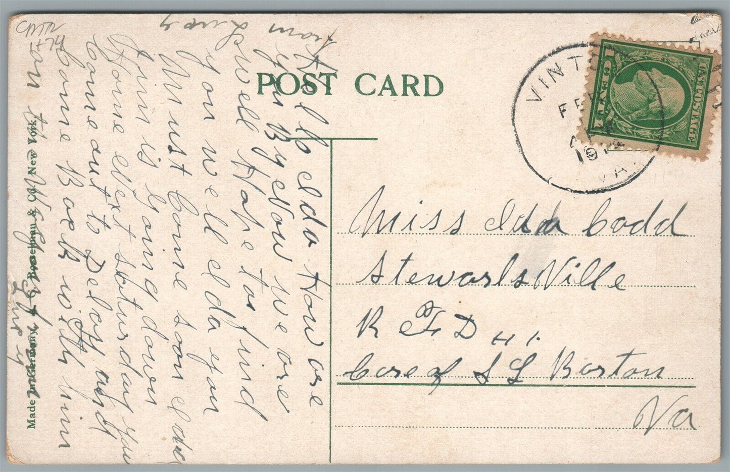 TAUNTON MA DEAN ST. ANTIQUE POSTCARD