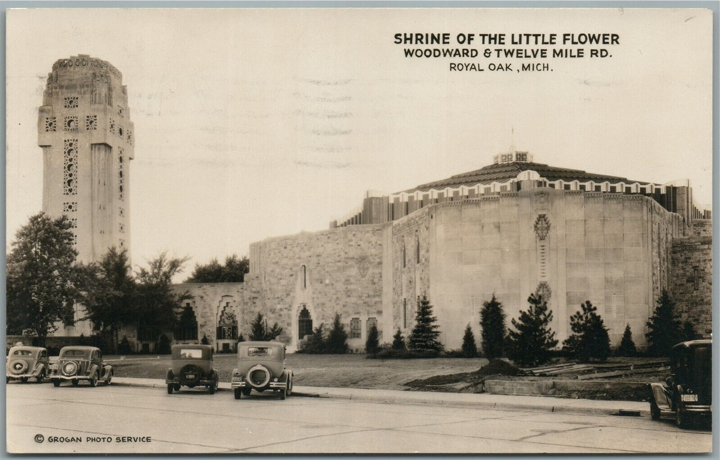 ROYAL OAK MI SHTINE ON THE LITTLE FLOWER VINTAGE REAL PHOTO POSTCARD RPPC