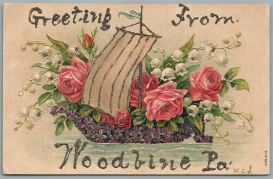 WOODVILLE PA GREETINGS ANTIQUE POSTCARD