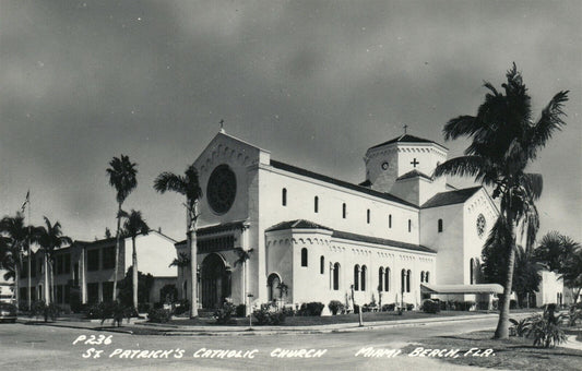 MIAMI BEACH FL ST.PATRICK'S CATHOLIC CHURCH VINTAGE REAL PHOTO POSTCARD RPPC