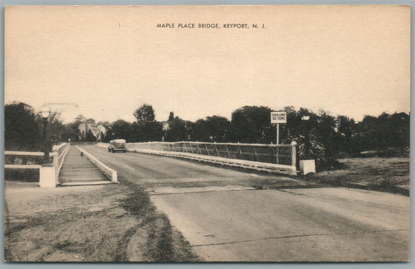 KEYPORT NJ MAPLE PLACE BRIDGE ANTIQUE POSTCARD