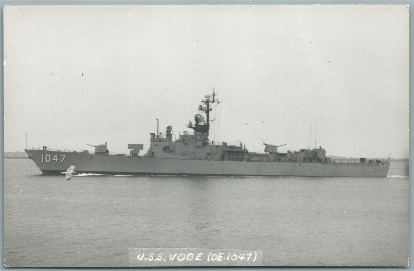 MILITARY SHIP USS VOGE VINTAGE REAL PHOTO POSTCARD RPPC