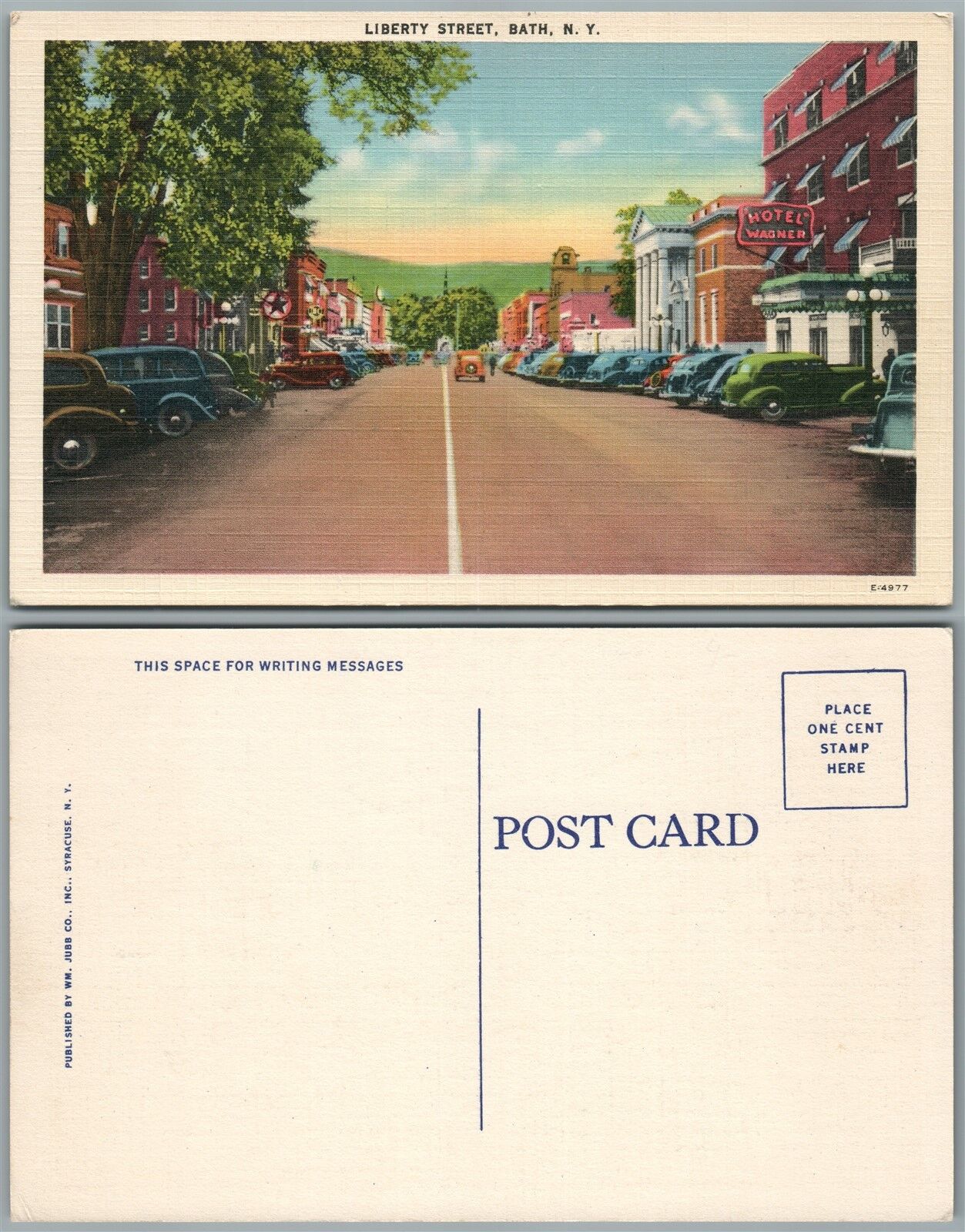 BATH N.Y. LIBERTY STREET VINTAGE POSTCARD