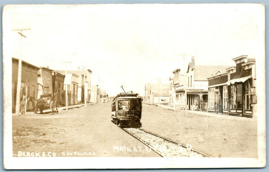 UTICA SD MAIN STREET ANTIQUE REAL PHOTO POSTCARD RPPC TROLLEY