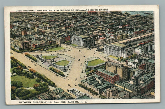 PHILADELPHIA PA DELAWARE RIVER BRIDGE TO CAMDEN ANTIQUE POSTCARD