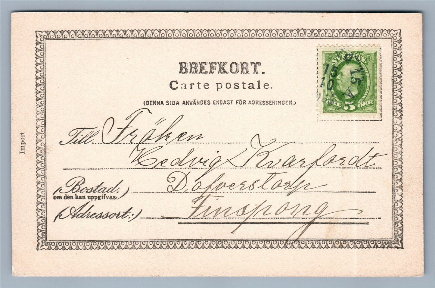 SWEDEN GATUPARTI FRAN HALSBERG ANTIQUE POSTCARD w/ STAMP