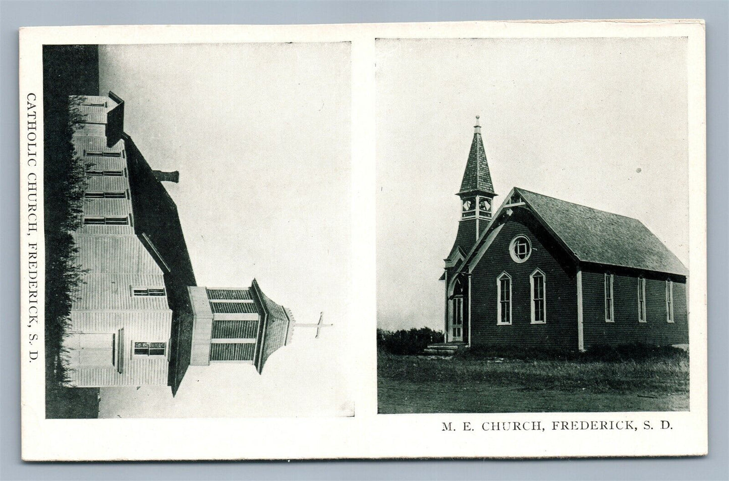 FREDERICK SD M.E. & CATHOLIC CHURCHES ANTIQUE POSTCARD