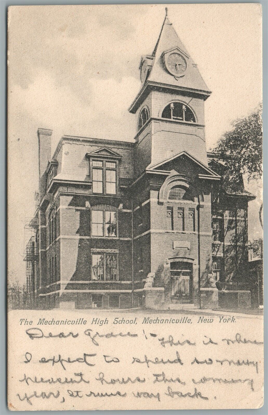 MECHANICVILLE NY HIGHT SCHOOL ANTIQUE POSTCARD