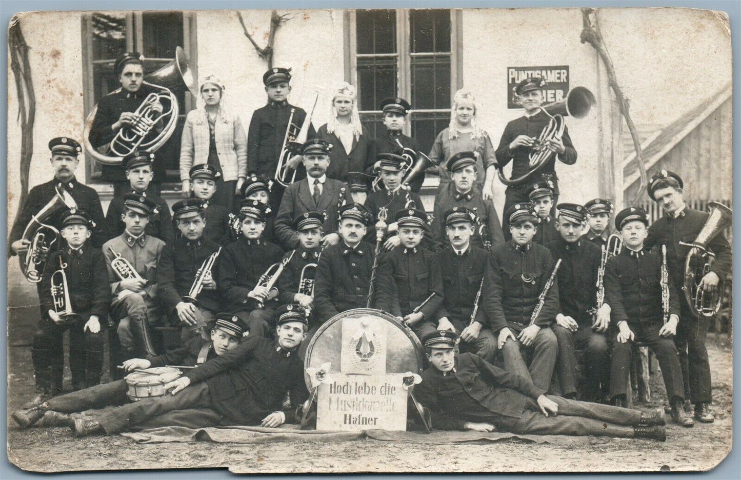 GERMAN ORCHESTRA MUSICIANS ANTIQUE REAL PHOTO POSTCARD RPPC