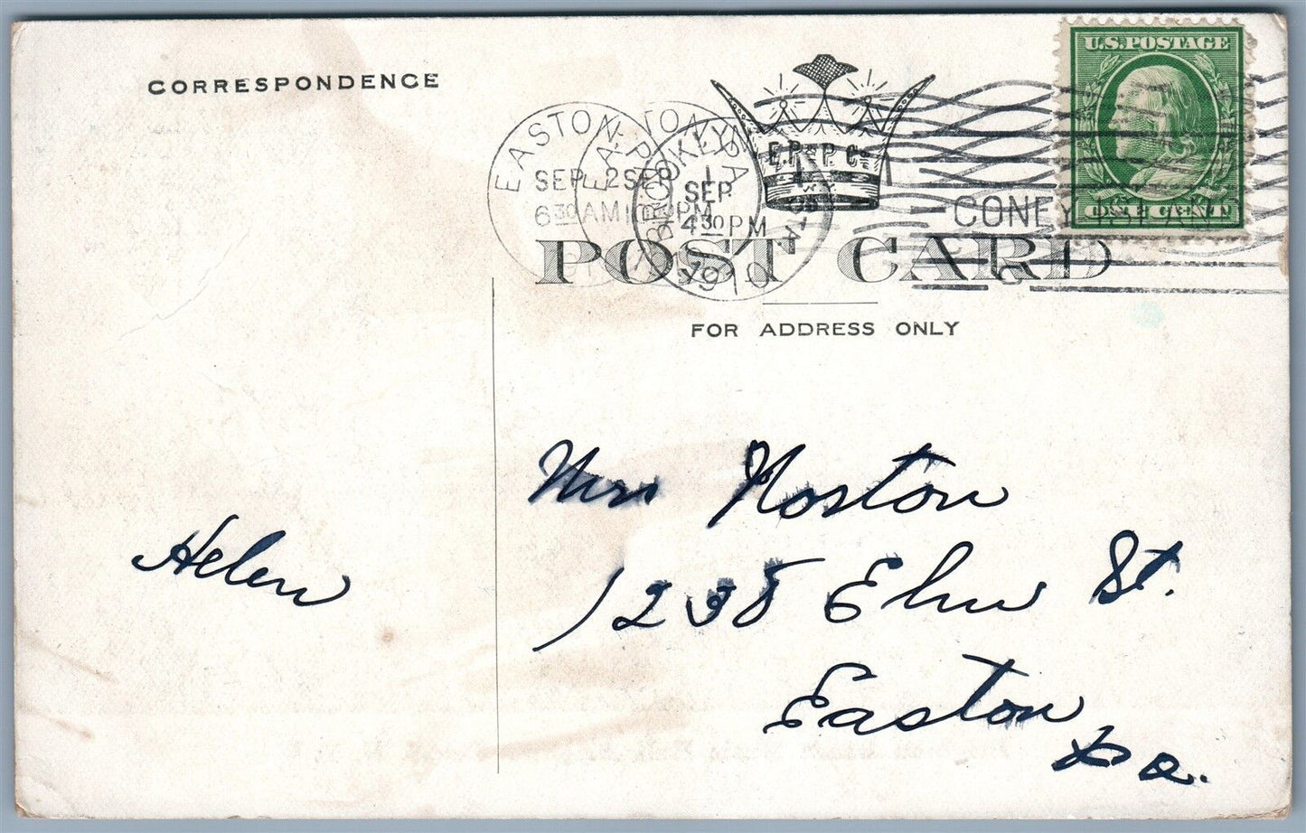 BROOKLYN NY BRIGHTON BEACH MUSIC HALL 1910 ANTIQUE POSTCARD