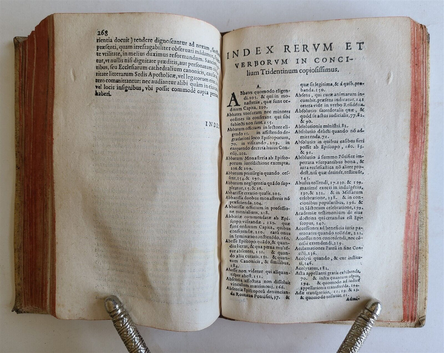 1577 PLANTIN PRESS SANCROSANCTI & OECUMENICI CONCILII TRIDENTINI antique PIGSKIN