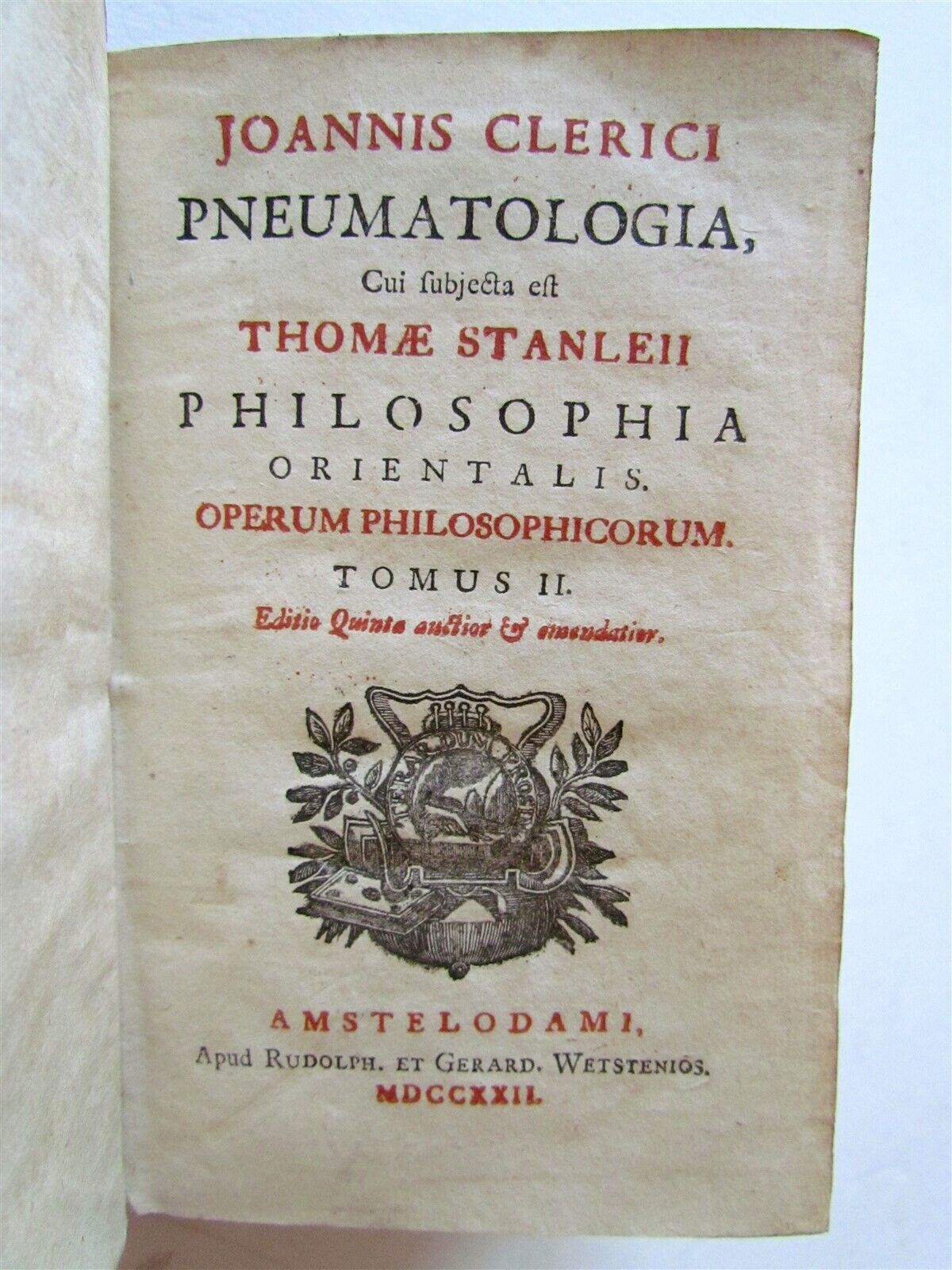 1722 4 VOLS PHYSICA PNEUMATOLOGIA PHILOSOPHIA ORIENTALIS ILLUSTRATED antique