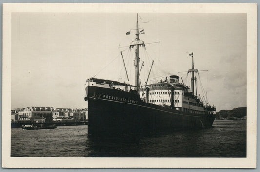 DUTCH WEST INDIES COMPANY SHIP CURASAO 1933 ANTIQUE REAL PHOTO POSTCARD RPPC