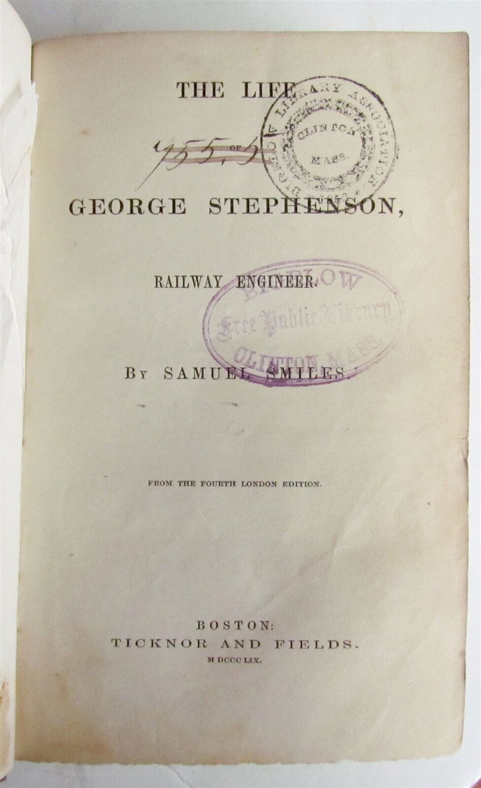 1859 LIFE OF GEORGE STEPHENSON RAILWAY ENGINEER by SAMUEL SMILES antique