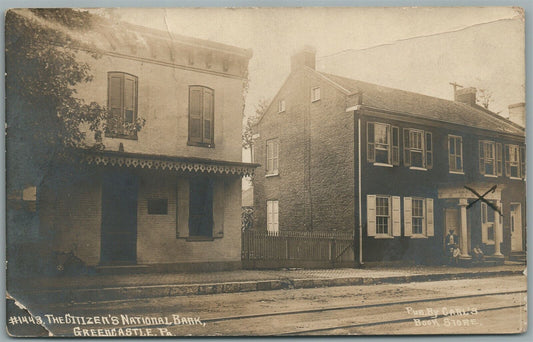 GREENCASTLE PA CITIZEN'S NATIONAL BANK ANTIQUE REAL PHOTO POSTCARD RPPC