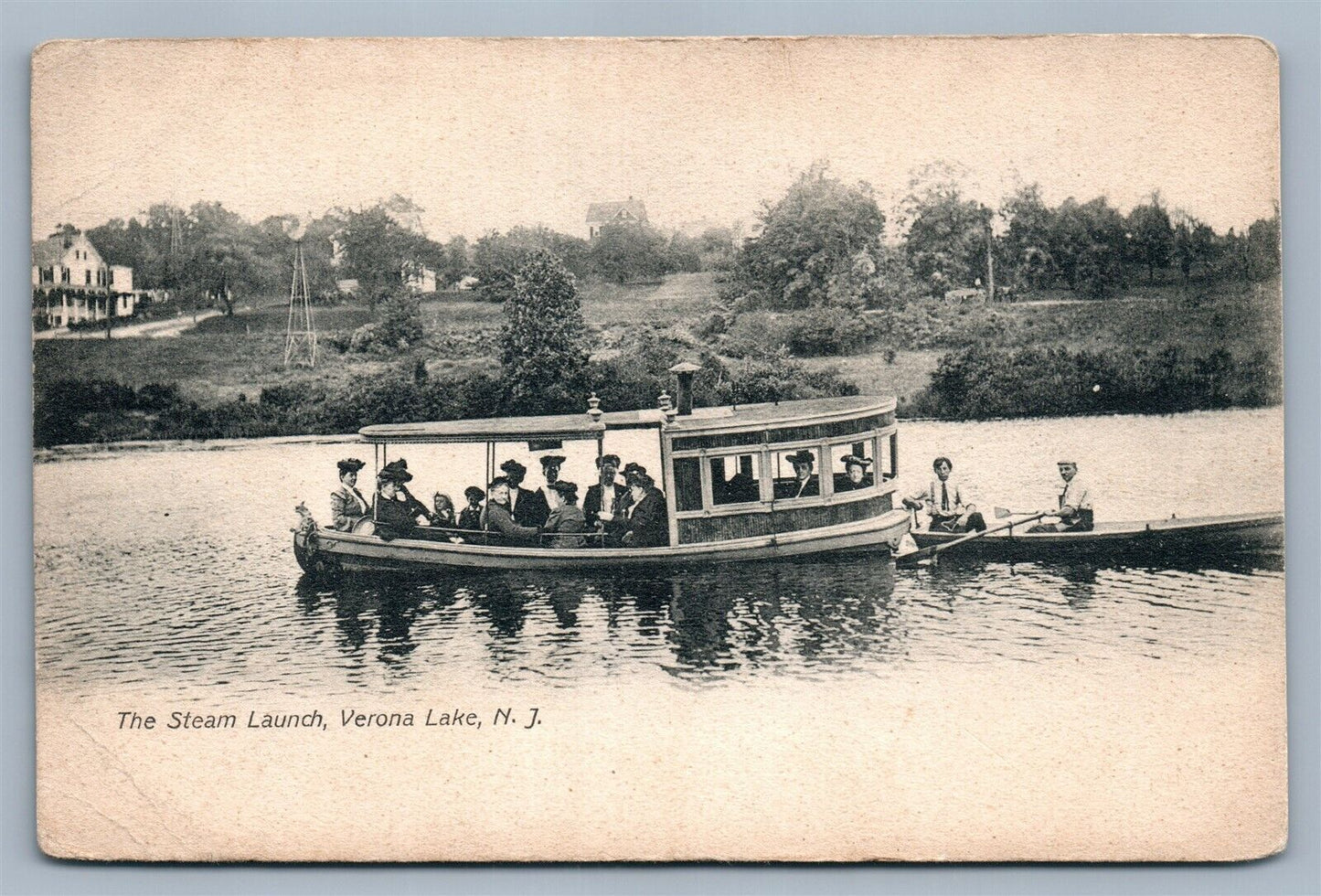 VERONA LAKE NJ STEAM LAUNCH AVENUE ANTIQUE POSTCARD