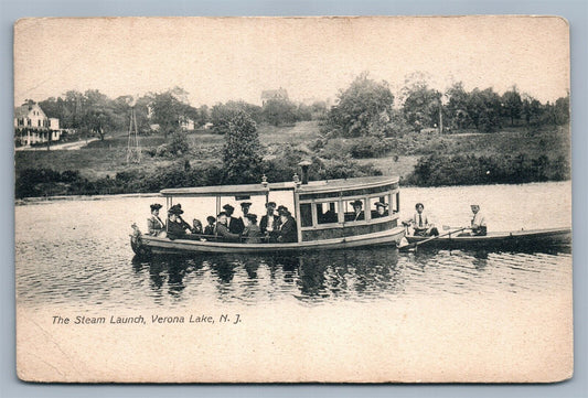 VERONA LAKE NJ STEAM LAUNCH AVENUE ANTIQUE POSTCARD