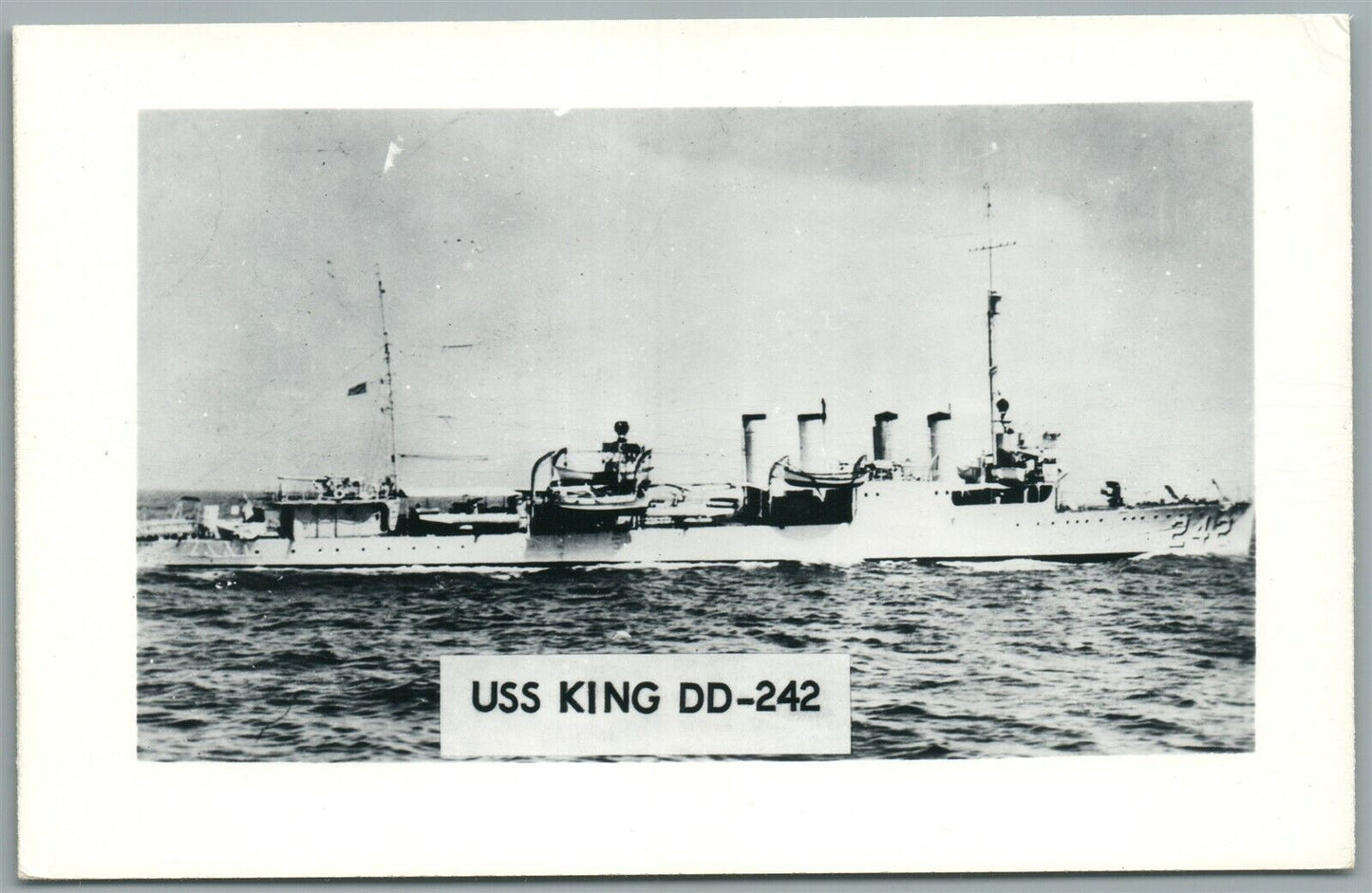 MILITARY SHIP USS KING DD-242 VINTAGE REAL PHOTO POSTCARD RPPC