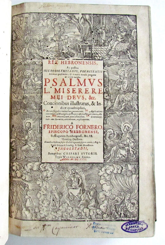 1630 Friedrich Forner antique PIGSKIN FOLIO Rex Hebronensis Psalmus Miserere Mei