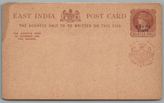 EAST INDIA NABHA STATE ANTIQUE POSTCARD