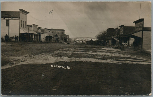 MAYWOOD NE STREET SCENE ANTIQUE REAL PHOTO POSTCARD RPPC