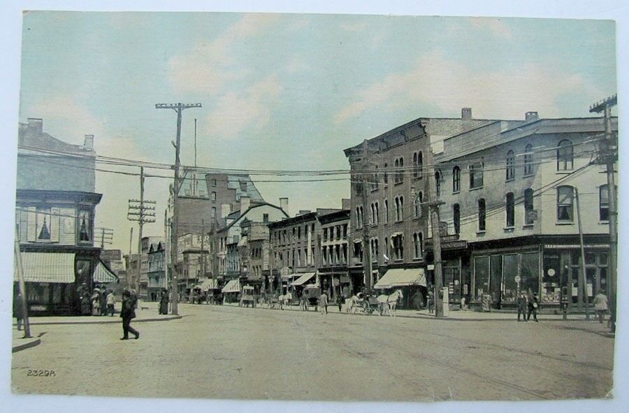VINTAGE POSTCARD ELIZABETH NJ STREET SCENE horse drawn carriages