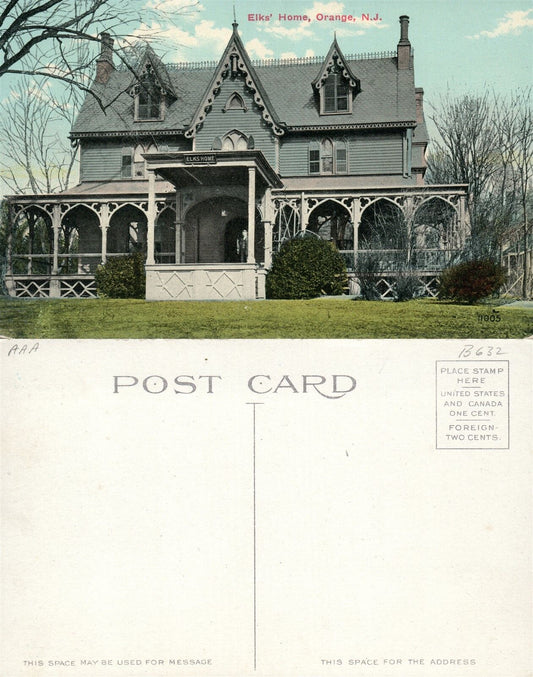 ORANGE N.J. ELKS HOME ANTIQUE POSTCARD