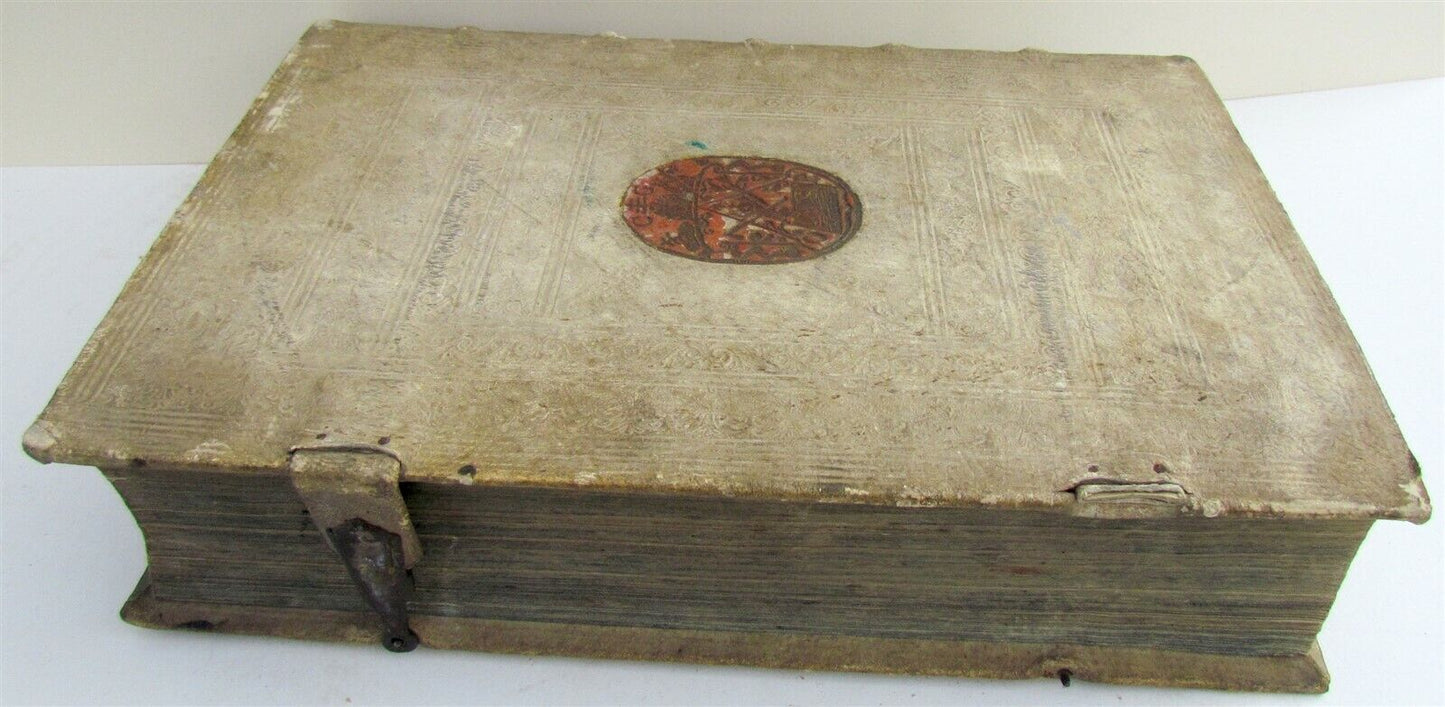 1703 BLIND-STAMPED PIGSKIN BOUND ANTIQUE FOLIO by Josephi Mansi