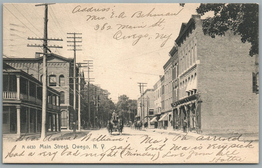 OWEGO NY MAIN STREET ANTIQUE POSTCARD
