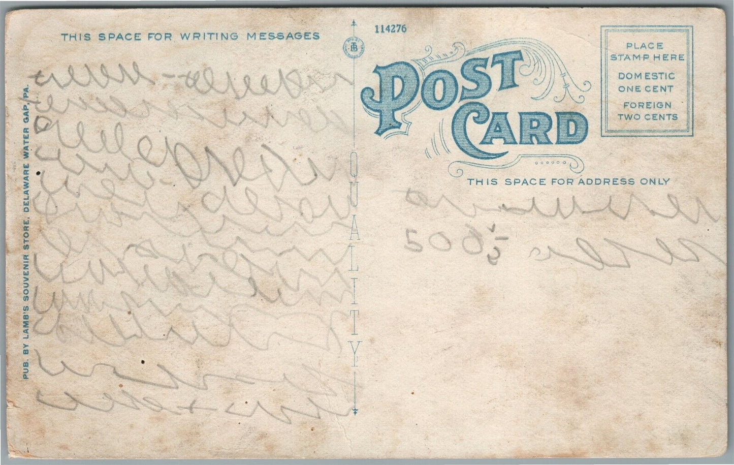 DELAWARE WATER GAP PA THE BUSY CORNER & CASTLE INN ANTIQUE POSTCARD