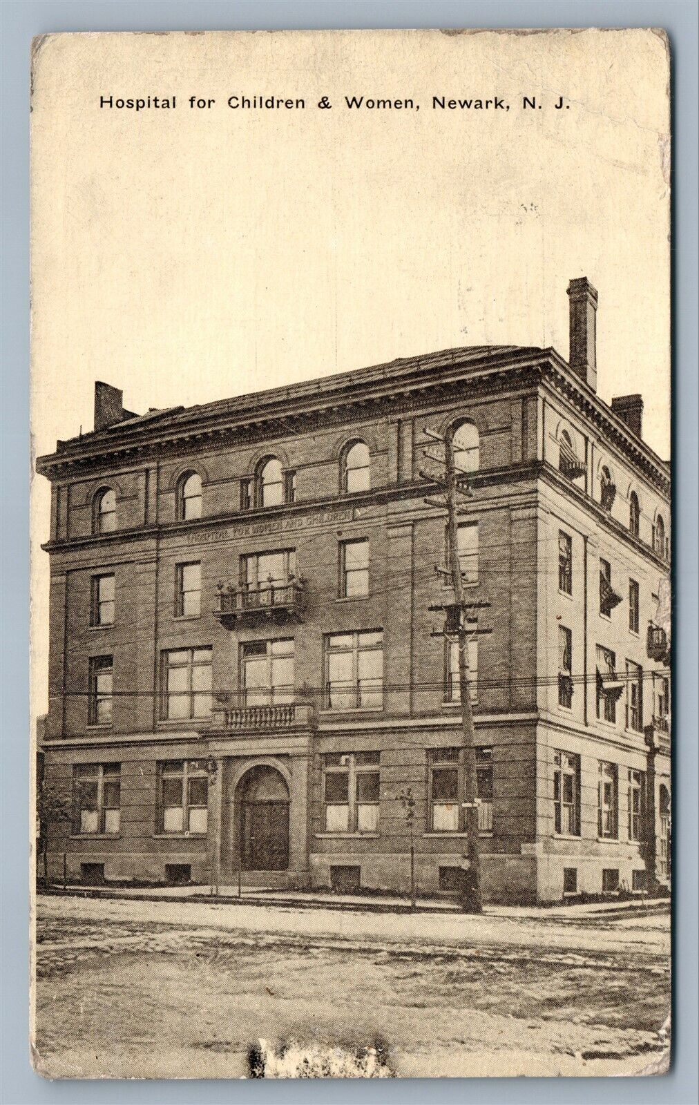 NEWARK NJ HOSPITAL FOR CHILDREN & WOMEN ANTIQUE POSTCARD