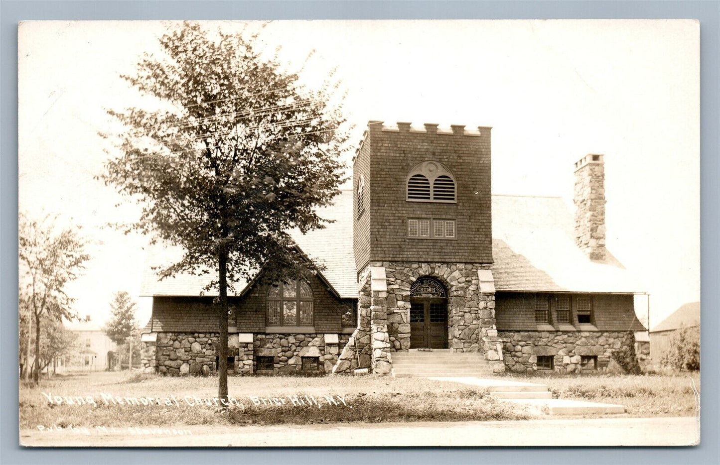 BRIER HILL NY MEMORIAL CHURCH ANTIQUE REAL PHOTO POSTCARD RPPC