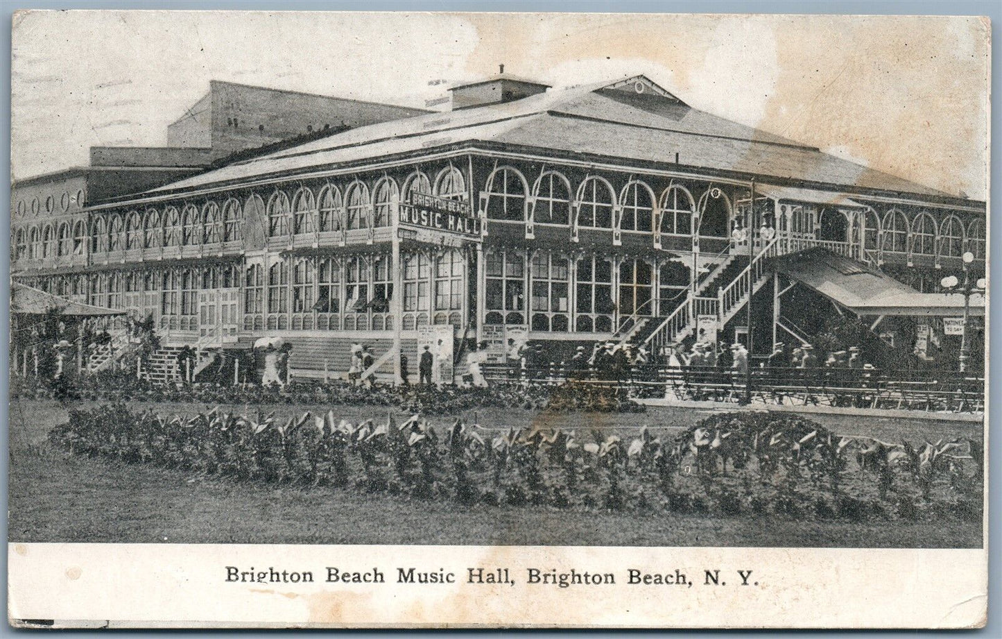 BROOKLYN NY BRIGHTON BEACH MUSIC HALL 1910 ANTIQUE POSTCARD