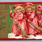 HAPPY NEW YEAR ANTIQUE POSTCARD SWEEPING GIRLS