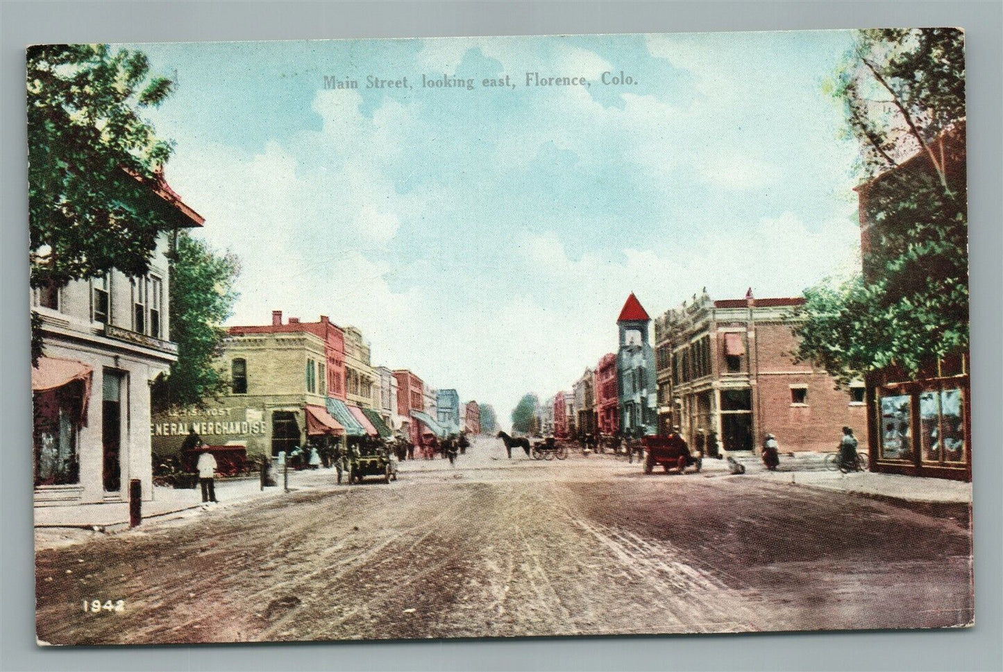 FLORENCE CO MAIN STREET ANTIQUE POSTCARD