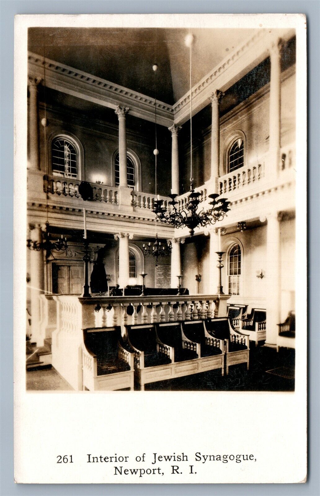 SYNAGOGUE in NEWPORT RI 1925 VINTAGE REAL PHOTO POSTCARD RPPC Judaica