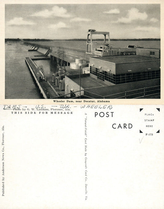 DECATUR AL WHEELER DAM VINTAGE POSTCARD