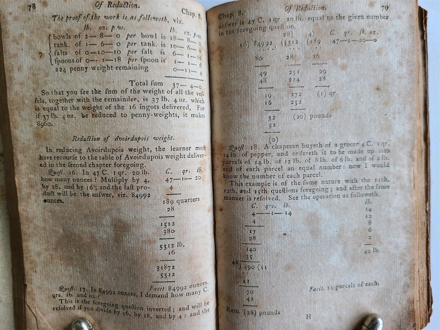 1787 ARITHMETIC COCKER'S in ENGLISH antique 18th CENTURY