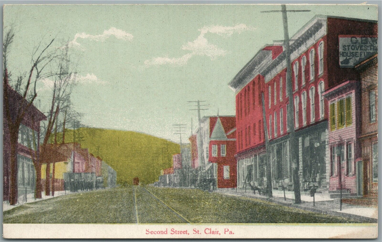 ST. CLAIR PA SECOND STREET ANTIQUE POSTCARD