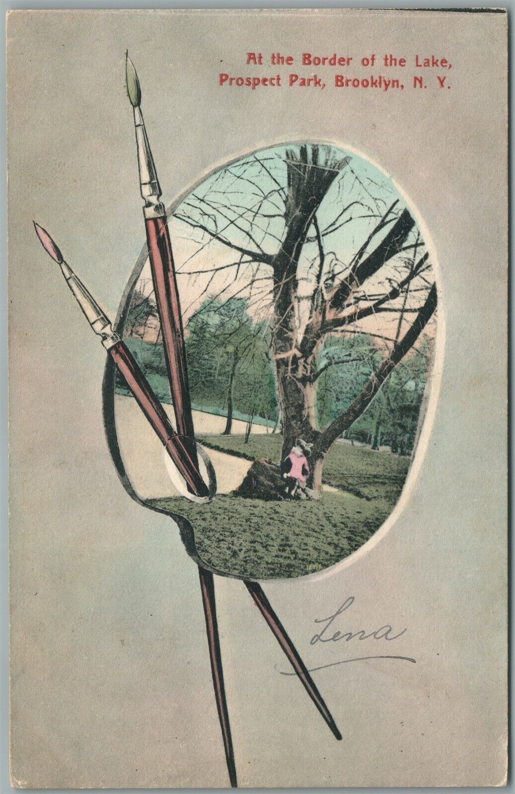 BROOKLYN NY PROSPECT PARK ANTIQUE POSTCARD