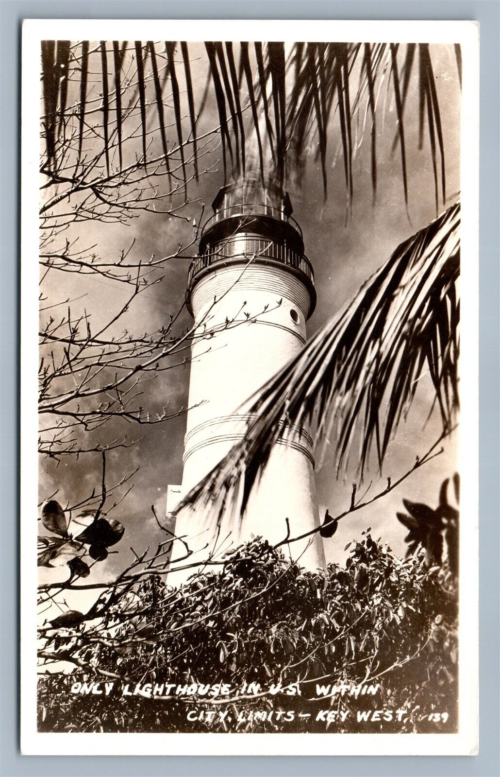 KEY WEST FL LIGHT HOUSE ANTIQUE REAL PHOTO POSTCARD RPPC