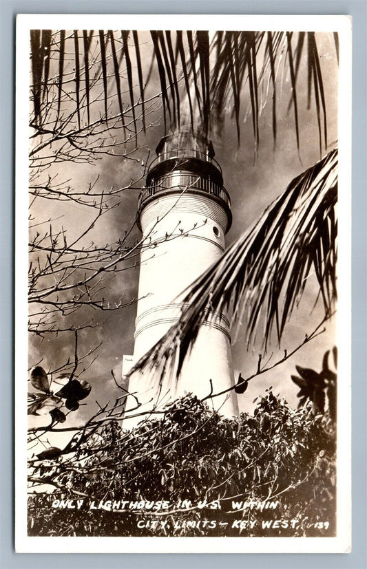 KEY WEST FL LIGHT HOUSE ANTIQUE REAL PHOTO POSTCARD RPPC