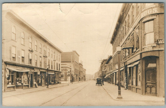 MAINE CITY STREET SCENE ANTIQUE REAL PHOTO POSTCARD RPPC