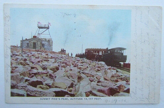 VINTAGE 1906 POSTCARD - RAILWAY SUMMIT PIKE'S PEAK COLORADO SPRINGS railroad