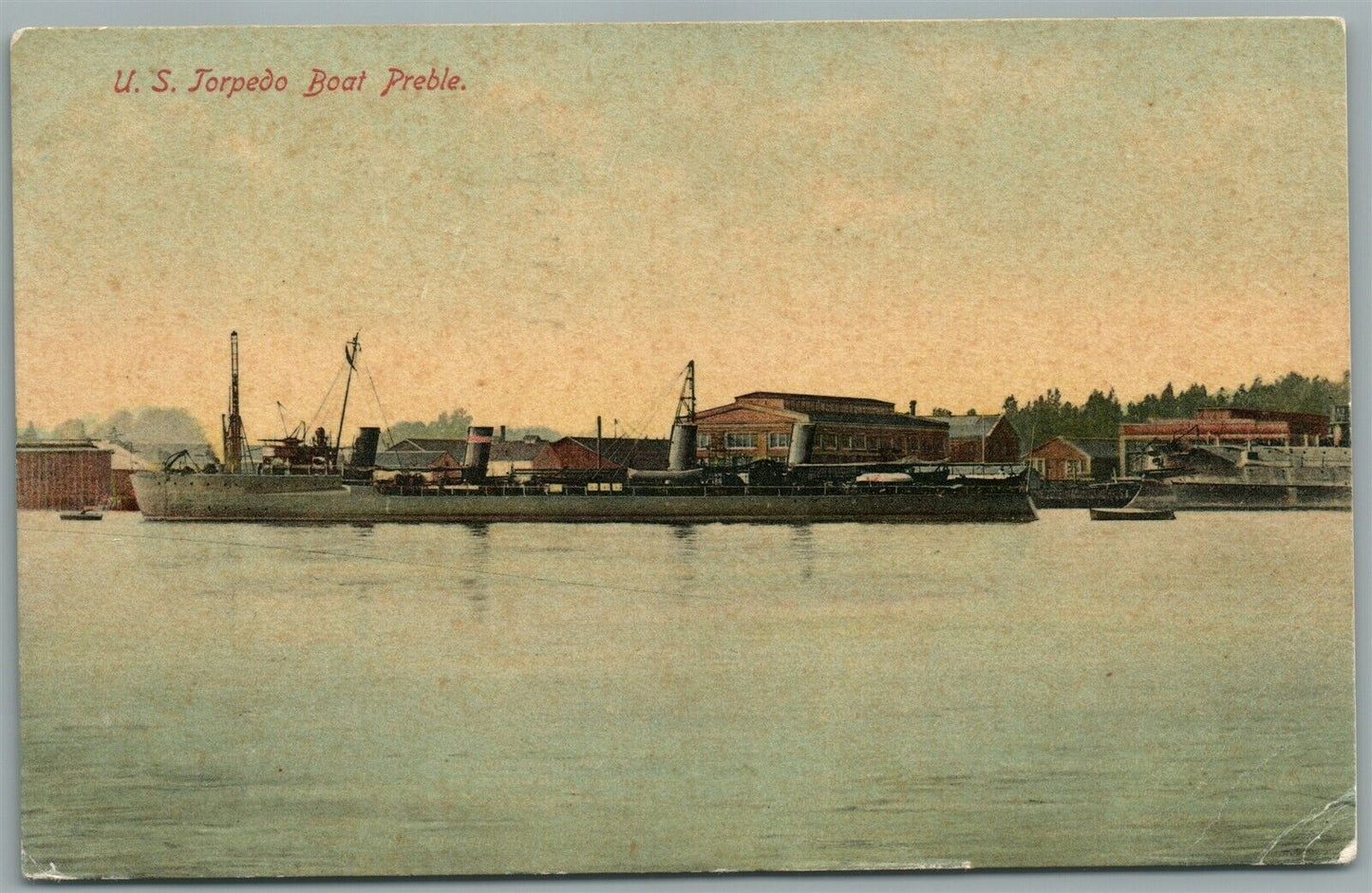 MILITARY SHIP US TORPEDO BOAT PREBLE ANTIQUE POSTCARD