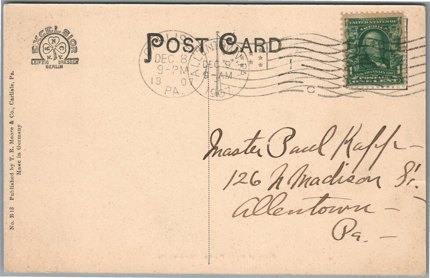 CARLISLE PA GRAVE OF MOLLY PITCHER ANTIQUE POSTCARD